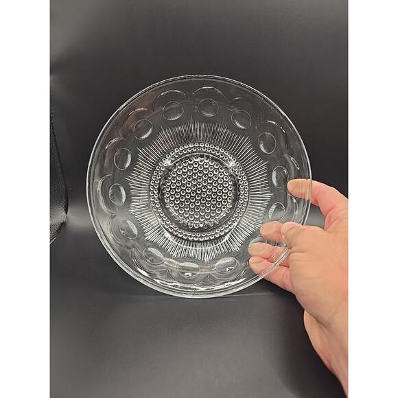 Vintage Bartlett Collins Clear Glass Thumbprint Serving Bowl - 8.5" No Chips - Picture 4 of 6